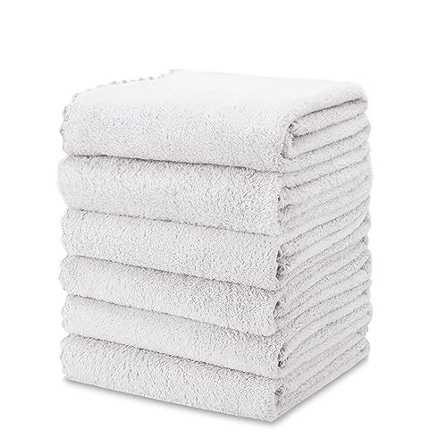 kimteny 6 Pack Microfiber Kitchen Dish Towel, 28 x 13 Inch Reusable Cleaning Cloth, 300 GSM Absorbent Towel for Dishes, Countertops & Sink (13x28-6 Pack, White) - color: White, size: 13x28 - 6 Pack