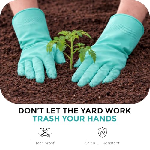 LADWA Non-Slip Household Cleaning Reusable Dishwashing Gloves for Kitchen Gardening Flexible Long-lasting Waterproof Gloves - color: Green, size: Pack of 1