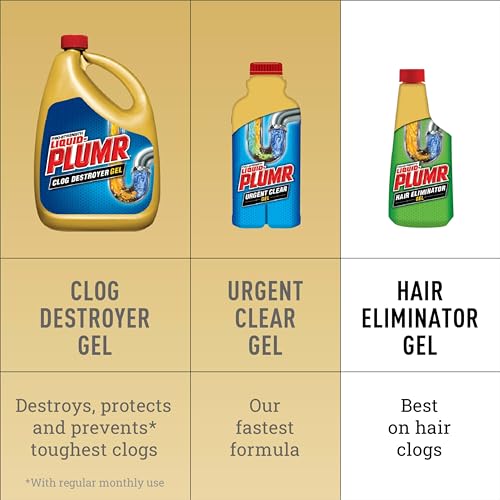 Liquid-Plumr Pro-Strength Hair Eliminator Gel Clog Remover, Hair Clog Remover and Drain Opener, Safe for All Septic Systems and Pipes, 16 fl. oz. Bottle (Pack of 2) - size: 16 Fl Oz (Pack of 2)