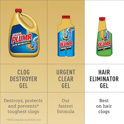 Liquid-Plumr Pro-Strength Hair Eliminator Gel Clog Remover, Hair Clog Remover and Drain Opener, Safe for All Septic Systems and Pipes, 16 fl. oz. Bottle (Pack of 2) - size: 16 Fl Oz (Pack of 2)