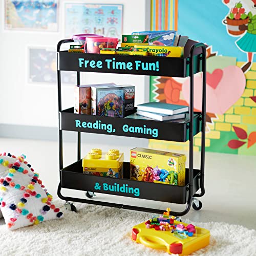 Simply Tidy Hudson Black 3-Tier Metal Rolling Cart - Multi-Functional Storage Cart for Home, Office, and Kitchen - 1 Pack