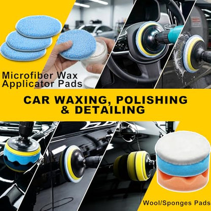 23Pcs Drill Brush Attachments, Power Scrubber Brushes with 2 Gap Brushes, Scrub Pads & Sponge Polishing Pads, Car Polishing Kit, Cleaning Supplies for Bathroom Kitchen Auto (Yellow-23pcs) - color: Yellow-23pcs