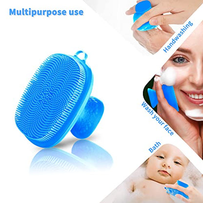 Silicone Face Scrubber for Men Facial Cleansing Brush Silicone Face Wash Brush Manual Waterproof Cleansing Skin Care Face Brushes for Cleansing and Exfoliating (Blue) - color: Blue