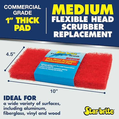 STAR BRITE Flexible Head Scrubber Replacement (Medium) (Red) (040126) - color: Red Scrubber (Medium)