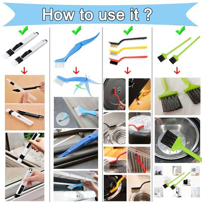 13pcs Window Groove Cleaning Brush Kit, Magic Window Track Cleaner, Crevice Cleaner Brush, Sliding Door Track Cleaner, Gap Cleaning Brush for Sill, Tile Lines, Sliding Door, Keyboard. Small Brush Set.