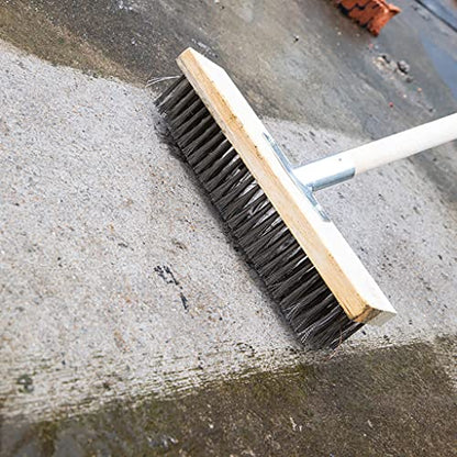 12" Heavy-Duty Rough Surface Floor Brush,Stainless Steel Wire Large Deck Scrub Brush 12" x 2.7” Removes Snow, Dirt & Grime on Drivways, Steps, Patios, Decks, Tile, Cement Without Stick (12") - size: 12"