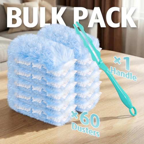 60 Count 360 Dusters Refills Compatible with Swiffer Duster with 2 Upgrade Hands - color: 60 Refills + 2 Handle
