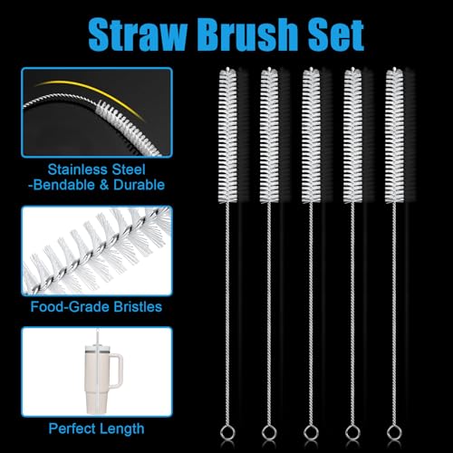 7Pcs 3-in-1 Cup Lid Gap Cleaning Brush & Straw Brush Set, Reusable Metal Straw Cleaner Brush, Multifunctional Cleaning Kit for Various Cup Lids