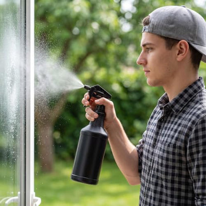 Honeydak 3 Pack Plastic Spray Bottles 48 oz Heavy Duty Opaque Spray Bottles UV Light Blocking Refillable Reusable Leak-proof Sprayers for Cleaning Solution Kitchen Garden Home Plant(Black) - color: Black, size: 48 oz