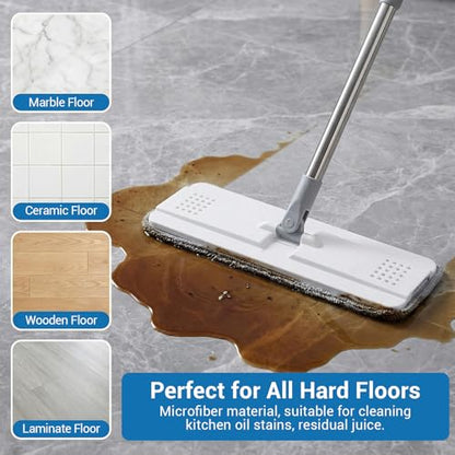 20Pcs Mop Replacement Pads, 13 * 4.9'' Universal Mop Pads Mop Head Refills Washable Wet Mop, Compatible with Most 11-13” Size Mops Microfiber Flat Mop Pad - color: White,grey