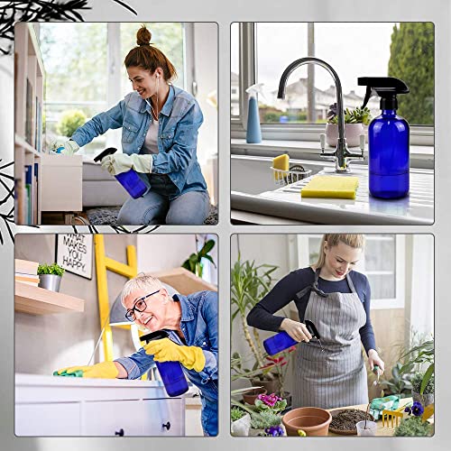 Worldgsb Glass Spray Bottles, 16oz Blue Glass Spray Bottles with Labels & Adjustable Nozzle, Reusable Containers for Cleaning, BBQ, Food, Plants, Alcohol, Essential Oils(3 Pack) - color: Blue, style: 3 Pack