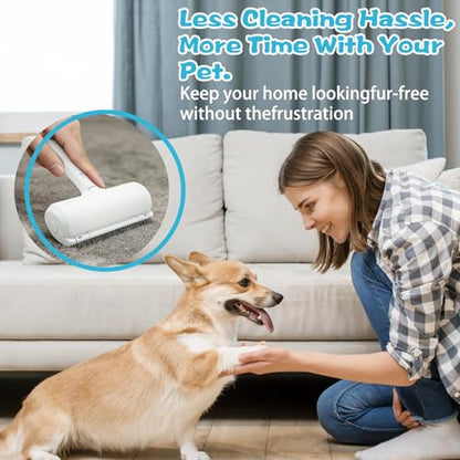 Roller Pet Hair Removal Tool, Portable Detachable Handle Reusable Lint Roller, Cat and Dog Hair Remover for Car, Furniture, Carpet