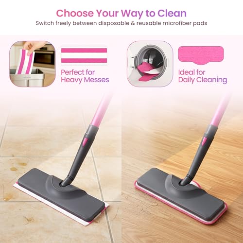 Schenley 19-in-1 Steam Mop Dual-Rod Design with Detachable Handheld Steamer for Walls, Grouts, Hard Floors, Tiles, includes Multi-purpose Accessories, Washable Microfiber Pads and Disposable Pads - size: Standard