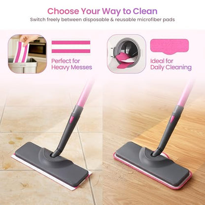 Schenley 19-in-1 Steam Mop Dual-Rod Design with Detachable Handheld Steamer for Walls, Grouts, Hard Floors, Tiles, includes Multi-purpose Accessories, Washable Microfiber Pads and Disposable Pads - size: Standard