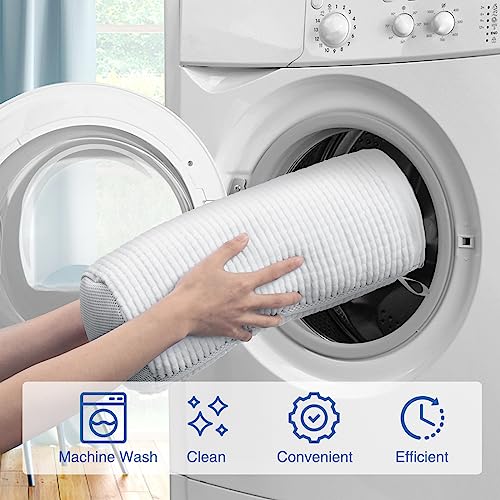 Teletrogy Shoe Washing Bag for Washing Machine, Fluffy Fibers Keep 360° Wrap-around Cleaning, Adjustable Shoe Trees, Durable Hidden Zipper Reusable Laundry Bag for Sneaker Gym Shoes White - color: White