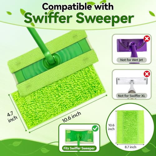 FIXSMITH Reusable Microfiber Mop Pads Compatible with Swiffer Sweeper and All 10-12 inch Flat mops, 8 Pack Washable Wet Dry Mop Refills, Microfiber Mop Replacement Heads for Floor Cleaning