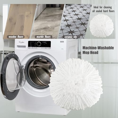 4 Pack Spin Mop Replacement Heads Microfiber Mop Refills Replace Heads Safe for All Hard-surfaced Floors Includes 2 Extra Microfiber Cleaning Cloths - size: 6 Piece Set