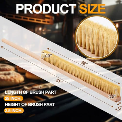 Maxdot 2 Pcs 51 Inch Giant Oven Brush Pizza Stone Brush with Long Handle for BBQ Grill Cleaning, Outdoor Oven Accessories - size: 51 Inch