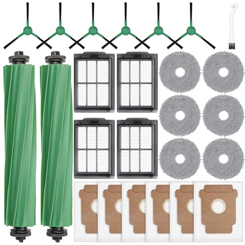 25 Pcs Replacement Parts for iRobot Roomba 505X Combo, Plus 405 Combo/505 Combo/507 Combo Robot Vacuum, Include 2 Main Brushes, 6 Dust Bags, 6 Mop Pads, 4 Filters, 6 Side Brushes and 1 Cleaning Tool - size: 405 Combo Kit