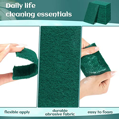Hoolerry 100 Pcs Heavy Duty Scouring Pads Non Scratch Household Scrub Pads for Cleaning Reusable Pan Scrubber Anti Grease Scrubbing Pads for Dish Kitchen Metal Grills, 4.3 x 3 x 0.3 in (Green) - color: Green