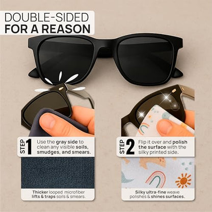 Microfiber Wholesale Quick Cloth Glasses Cleaning Cloths–5x7 Dinosaurs 2-Pack with Case | Double-Sided Lens Cleaner for Eyeglasses, Camera, Screens & Glass | Reusable Microfiber Glass Polishing Cloths - color: Dinosaurs, size: 5"x7"