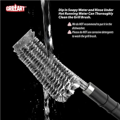 GRILLART Grill Brush and Scraper,18 Inch BBQ Grill Cleaning Brush Kit, Wire Scrubber, Universal Fit BBQ Cleaner Accessories for Grill/Smoker/Gas/Charcoal Grill Cleaning-Grill Gifts for Men/Dad