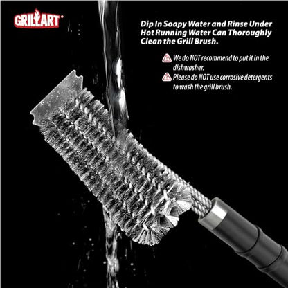 GRILLART Grill Brush and Scraper,18 Inch BBQ Grill Cleaning Brush Kit, Wire Scrubber, Universal Fit BBQ Cleaner Accessories for Grill/Smoker/Gas/Charcoal Grill Cleaning-Grill Gifts for Men/Dad