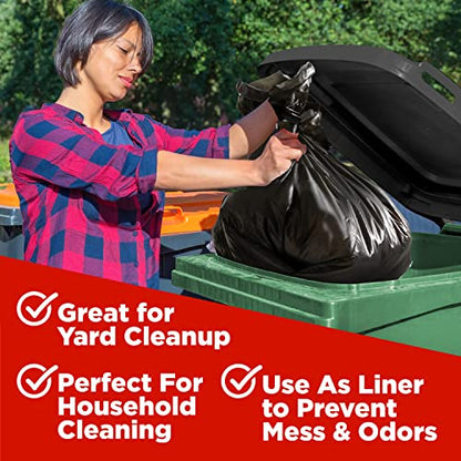 ToughBag 65 Gallon Commercial Trash Bags, 50x60” Large Black Outdoor Garbage Bags, Heavy Duty (50 Count) –For Custodians, Landscapers, Contractors, and Toter Liner, Made In USA