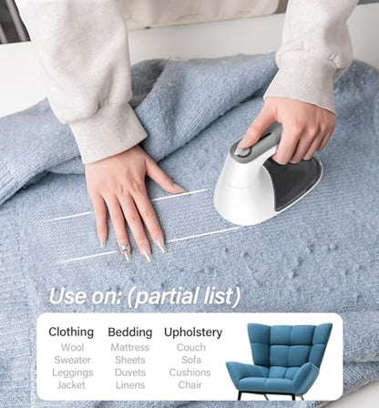 Bymore Fabric Shaver, Sweater Shaver Pill Remove Fuzz, Upgraded Efficient Lint Shaver Remover for Furniture Clothes Couch Cashmere(65mm Mesh, White) - color: White