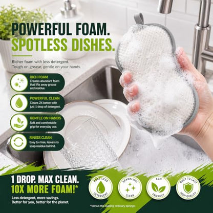 Kitchen Cleaning Bundle: 6 Non-Scratch Scrub Sponges, 6 Microfiber Cloths 16x16 and 20 Code H Trash Bags 8-9 Gallon, Cleaning Supplies for Kitchen, Sink, Bath and Dishes