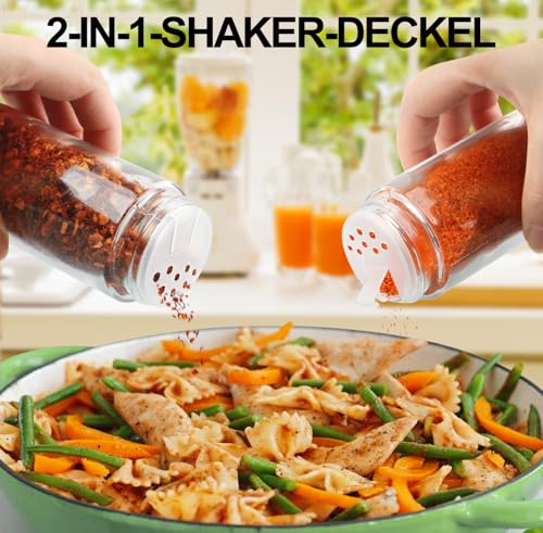 AISIPRIN Glass Spice Jars with 398 Labels-4oz 24 Pcs,Round Seasoning Jars with Bamboo Airtight Lids,Spice Container Set -Shaker Lids, Funnel,Brush and Marker Included