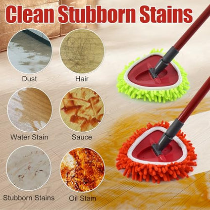 6 Pack Chenille Mop Heads Replacement for Ocedar EasyWring Spin Mop, Microfiber Spin Mop Replacement Head, Washable & Easy to Replace, Deep Cleaning for Hard Floors - color: 3red+3green