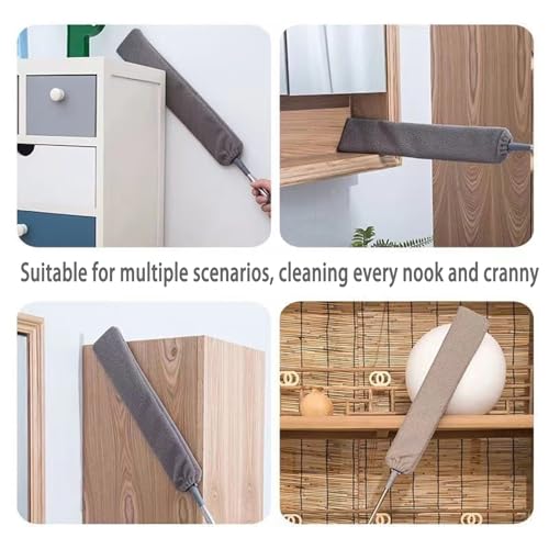 Retractable Gap Dust Cleaner Flat Duster for Under Appliances Household Cleaning Tools for Cleaning Under Appliances Furniture Couch Fridge 55.12icnh Gray