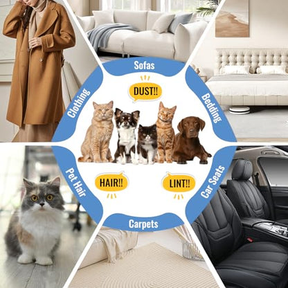 2 PCS Pet Hair Removal Glove for Dogs and Cats Reusable Newly Upgraded Five-Finger Electrostatic Pet Cat Dog Hair Remover Non-Slip Dog Hair Remover Tool for Couch, Clothing, Car Seat,Carpet - size: Black，2PCS