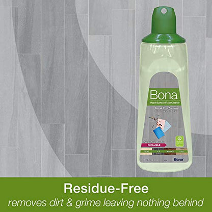 Bona Multi-Surface Hard Floor Cleaner Spray Mop Cartridge-34 fl oz - Unscented-Refillable - Residue-Free Floor Cleaning Solution Spray Mops - Stone, Tile, Laminate, & Vinyl Floors (Pack of 2) - size: 34 fl oz (Pack of 2)