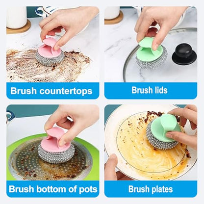 Stainless Steel Scrubbers for Kitchen and Bathroom 2 Pack, Heavy Duty Scouring Pads for Pots, Pans, Sink, Grill, Oven, Steel Wool Cleaning Pads for Dishes and Surfaces Blue