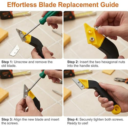 Tile Grout Saw, Angled Saw with 7PCS Extra Blades Replacement, Grout Removal Tool for Tile Cleaning and Repair
