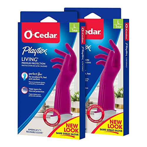 Playtex Living Reuseable Rubber Cleaning Gloves, Premium Protection (Large, Pairs - 2) Color may vary - size: Large, Pack of 2
