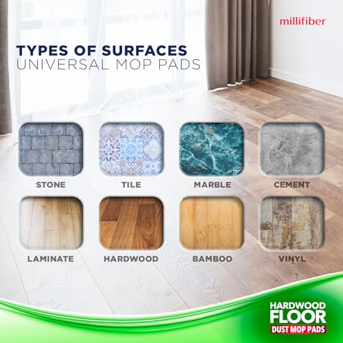 Millifiber Floor Duster Refills 15x8 Inches, 3-Pack (Mop Not Included) | Reusable microfiber duster covers, replacement heads, hair & dust mopping cloths - color: Dry Duster (Green), size: 3 Count (Pack of 1)