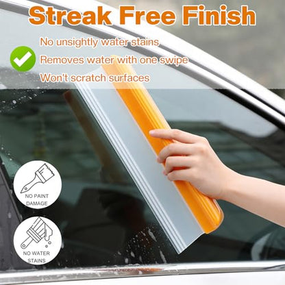 Car Squeegee, 6 Pack 12 inch Flexible Car Water Scraper Tool Silicone Window Squeegee for Cars Or Home Use, Washing & Wiping Glass, Mirror & Shower Doors, Yellow