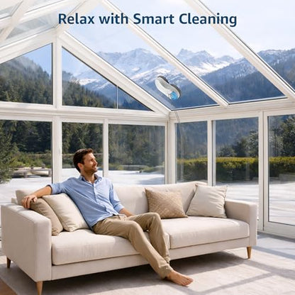 HUTT S55 Pro Window Cleaning Robot, 3D Floating Pads, Up to 6500Pa Suction, HydroJet Pump Spray, SLAM 4.0 Navigation, 80ml Water Tank, 6 x Cloths,Perfect for High-Rise Windows, Tiles and Glass