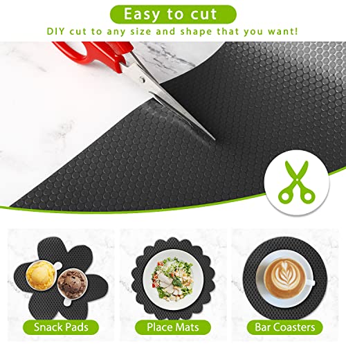 HooTown Shelf Liner Kitchen Cabinet Drawer Mats 11.8 Inch Wide x 19.6 Feet Long, Non Adhesive EVA Rubber Washable Waterproof Pantry Closet, Cupboard, Drawer Organizer Mat, Black - color: Dots Pattern Black, size: 11.8"W x 236.2"L