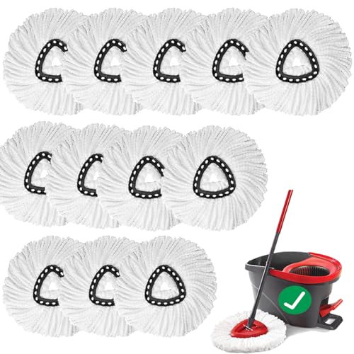 12 PCS Spin Mop Replacement Head,100% Microfiber Mop Refills Head Compatible with Triangle Spin Mop, 360 Degree Micro Spinning Mop Replace Head for Easy House Cleaning Floor Mopping… - size: 12PCS
