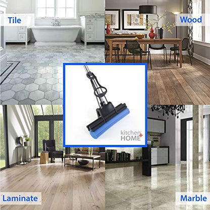 Kitchen + Home PVA Sponge Roller Mop - 11" Quadruple Roller All Purpose Floor Cleaner