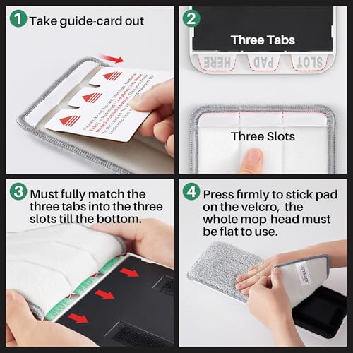 JOYMOOP Mop and Bucket Set for Home and Commercial Use, Flat Mop System with 3 Reusable Microfiber Pads, Floor and Wall Cleaner - color: White Standard243