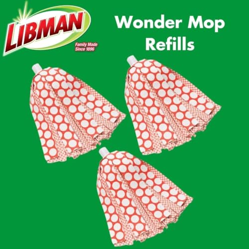 Libman Wonder Mop Head Replacement | Absorbent Microfiber | Self Wringing | Best Refill | Machine Washable | Multi-Surface Floor Mop | 3 Replacement Pads - style: Mop Head Replacement