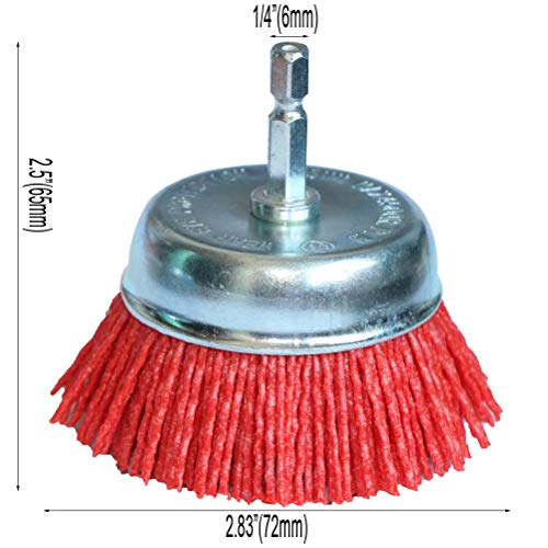 FPPO 3Pcs 3 Inch Assorted Cup Brushes Abrasive Wire Nylon Cup Brush for Drill,Grit 80 120 320 with 1/4" Shank,Rotary Brushes for Machines - style: mix3pcs