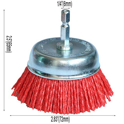 FPPO 3Pcs 3 Inch Assorted Cup Brushes Abrasive Wire Nylon Cup Brush for Drill,Grit 80 120 320 with 1/4" Shank,Rotary Brushes for Machines - style: mix3pcs