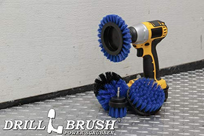 Drillbrush Blue – Boat Cleaning Drill Brush Attachment Set – Aluminum - Wood - Personal Watercraft Detailing - Fiberglass Hull Cleaning Kit - Kayak Accessories - Deck Brush - color: Blue