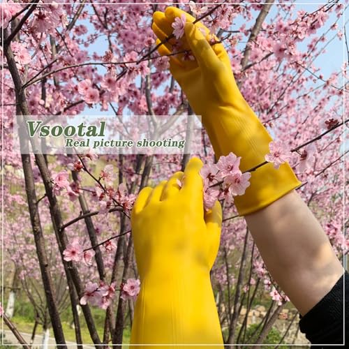 8 Pairs Reusable Household Cleaning Gloves, Rubber Kitchen Dishwashing Gloves,Extra Thickness, Long Sleeves, for Washing Dishes, Pet Care(Large, Yellow) - size: Large (Pack of 8)